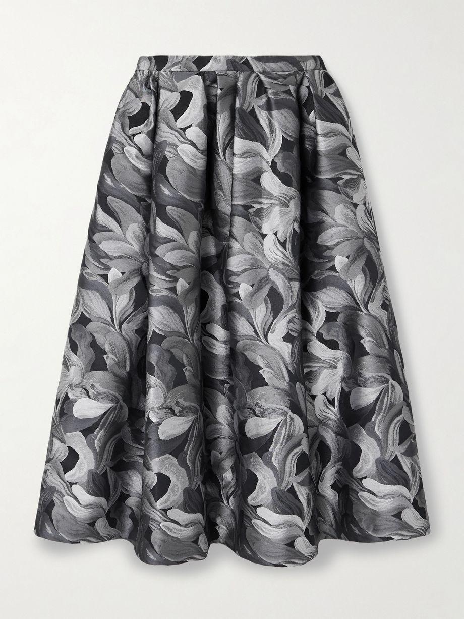Pleated brocade midi skirt by DRIES VAN NOTEN