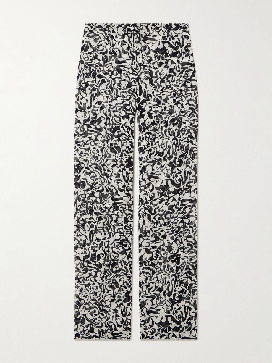 Printed chiffon straight-leg pants by DRIES VAN NOTEN