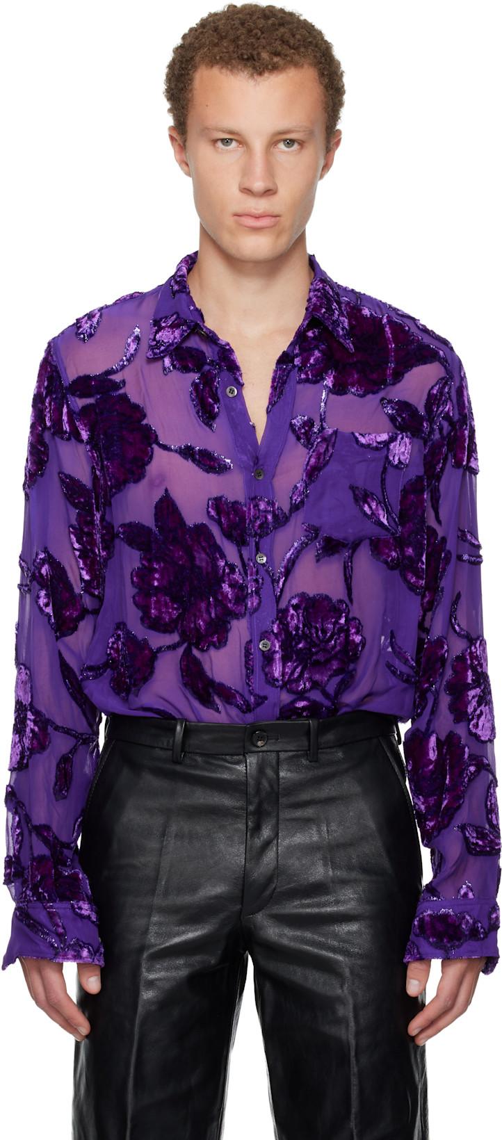 Purple Fitted Sheer Shirt by DRIES VAN NOTEN