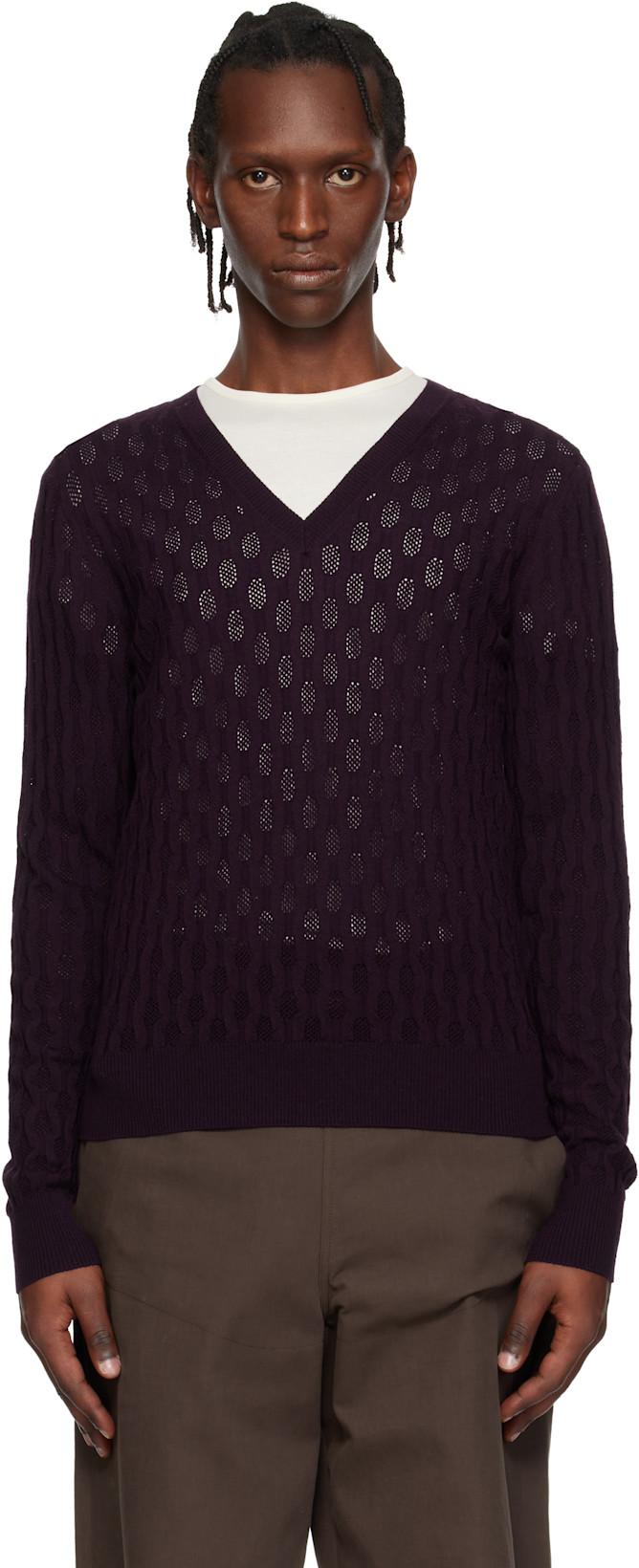 Purple Open-Knit Sweater by DRIES VAN NOTEN