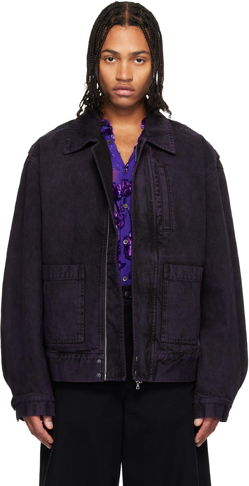 Purple Patch Pocket Denim Jacket by DRIES VAN NOTEN