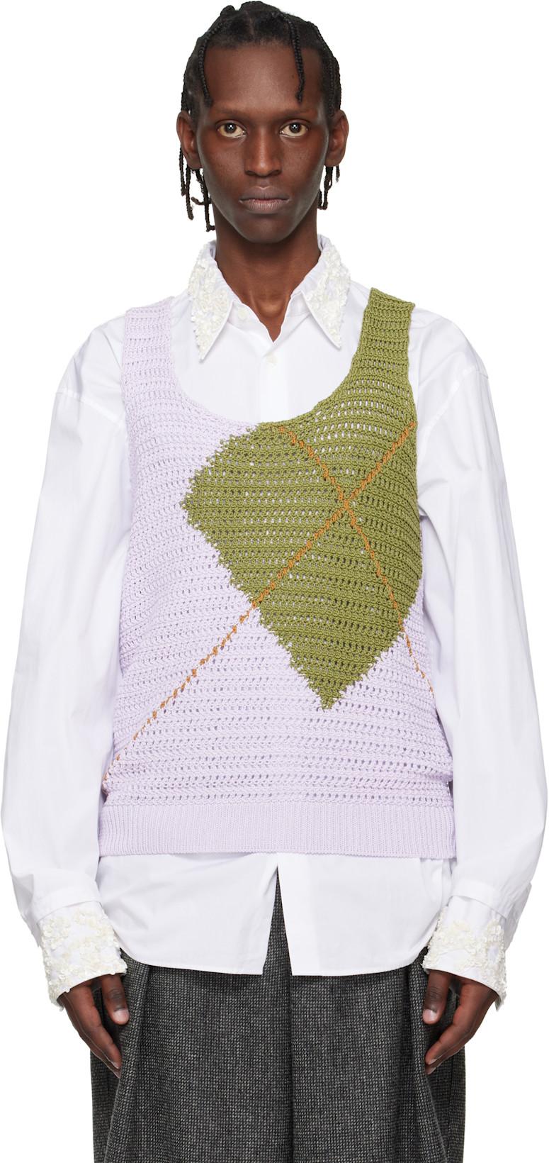 Purple & Khaki Argyle Tank Top by DRIES VAN NOTEN