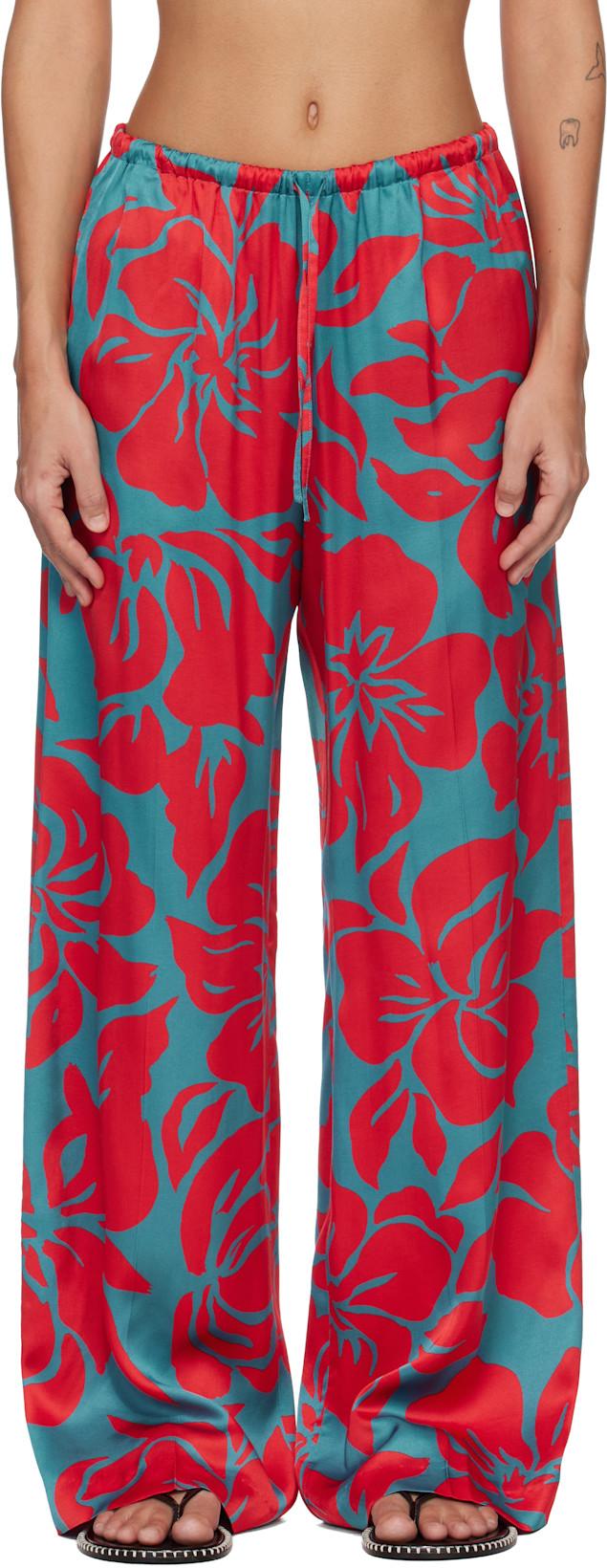Red & Blue Elasticated Trousers by DRIES VAN NOTEN