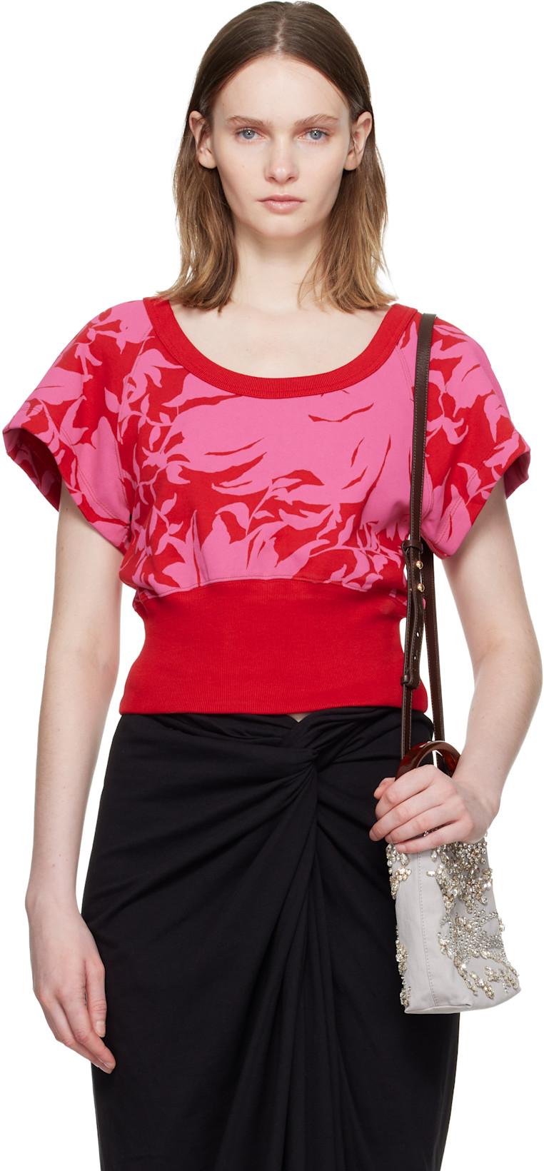 Red & Pink Floral T-shirt by DRIES VAN NOTEN