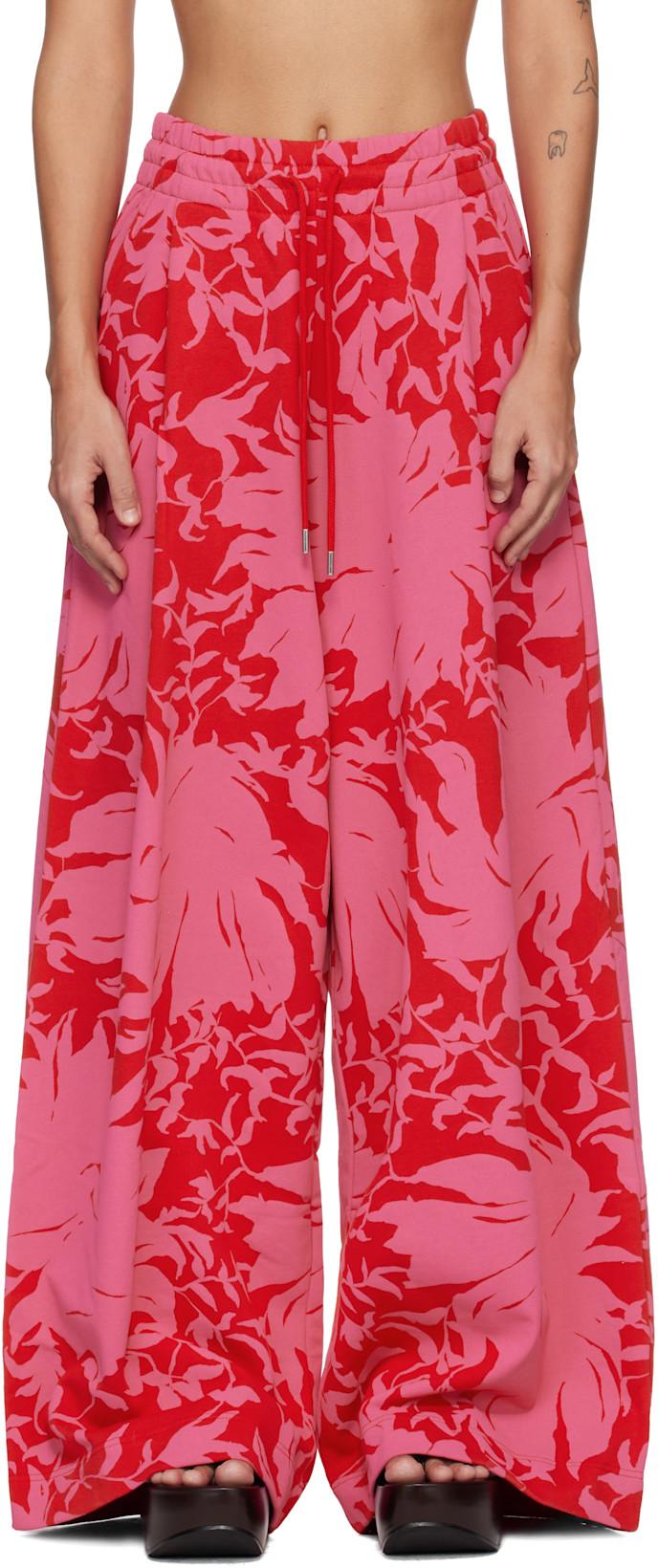 Red & Pink Loose Sweatpants by DRIES VAN NOTEN