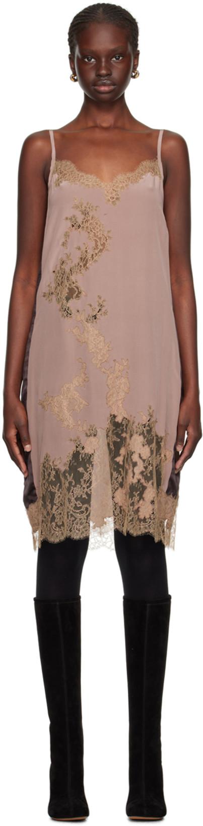 SSENSE Exclusive Taupe Paneled Minidress by DRIES VAN NOTEN