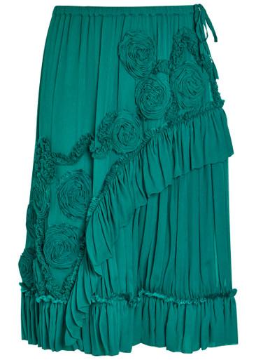 Sammy appliquéd georgette midi skirt by DRIES VAN NOTEN