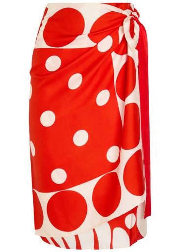 Scarfy printed silk midi wrap skirt by DRIES VAN NOTEN