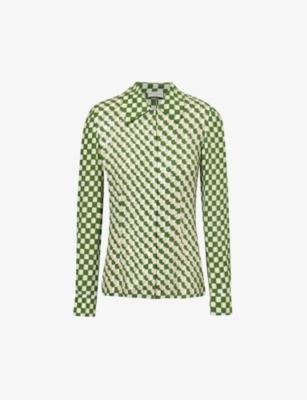 Sequin-embellished checked woven shirt by DRIES VAN NOTEN