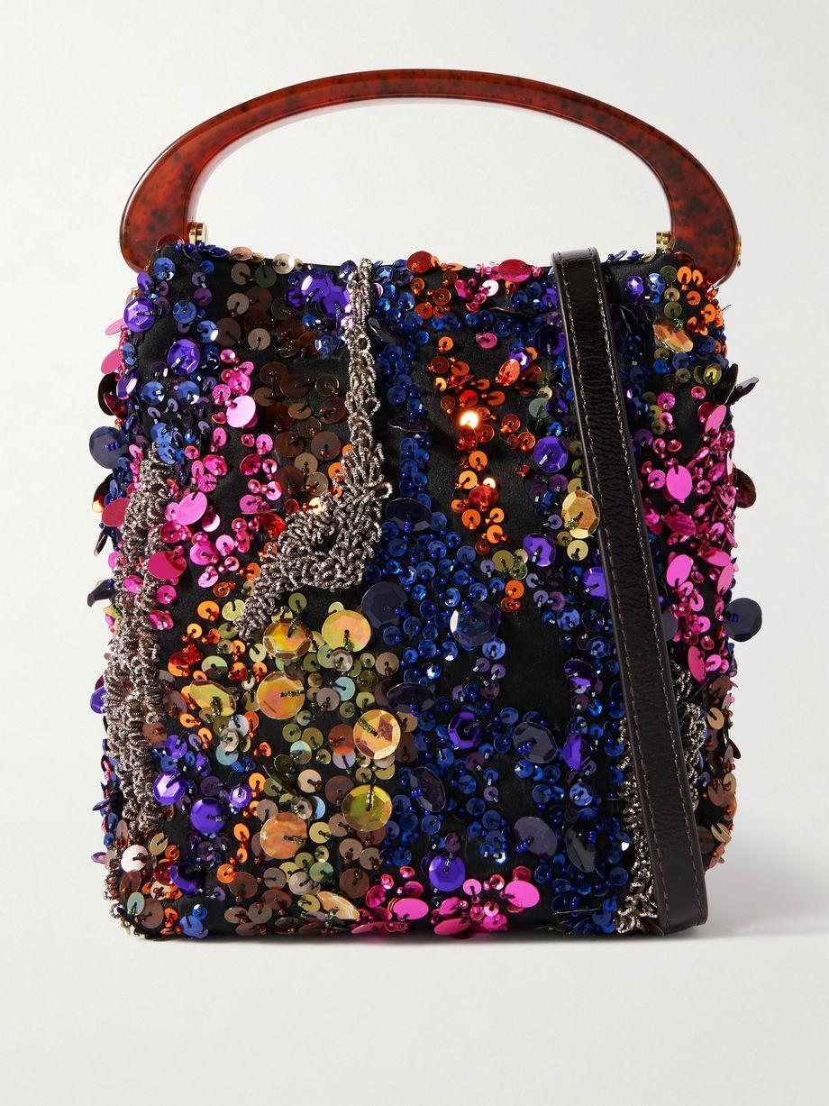 Sequined satin shoulder bag by DRIES VAN NOTEN