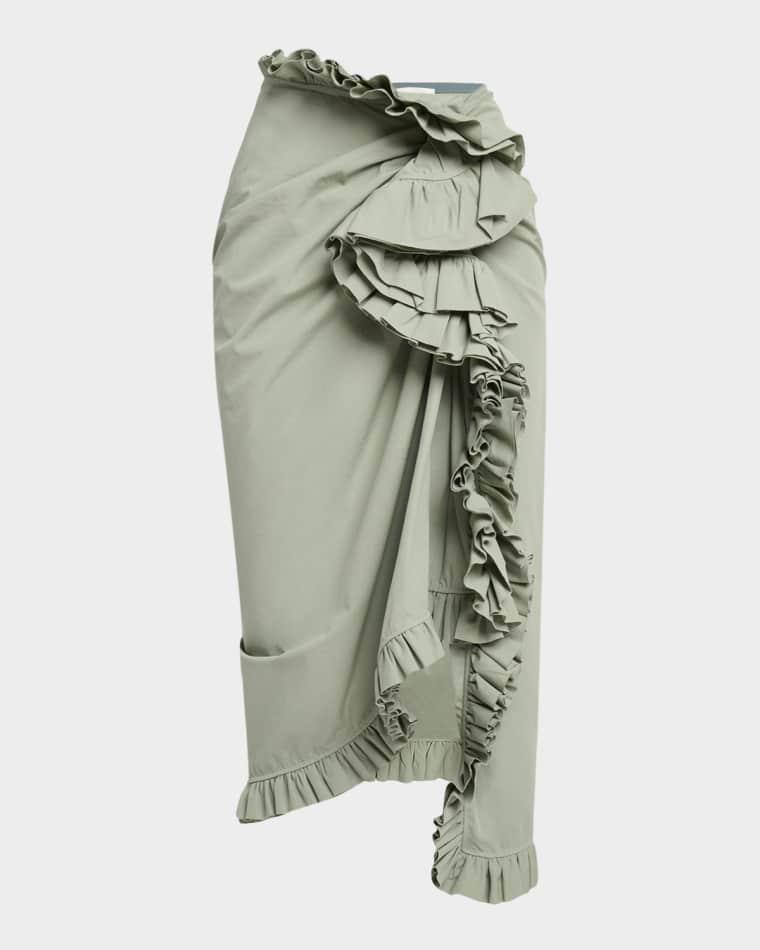 Sina Cascading Ruffle Midi Skirt by DRIES VAN NOTEN