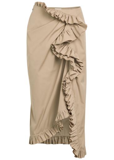 Sina ruffled cotton-poplin midi skirt by DRIES VAN NOTEN