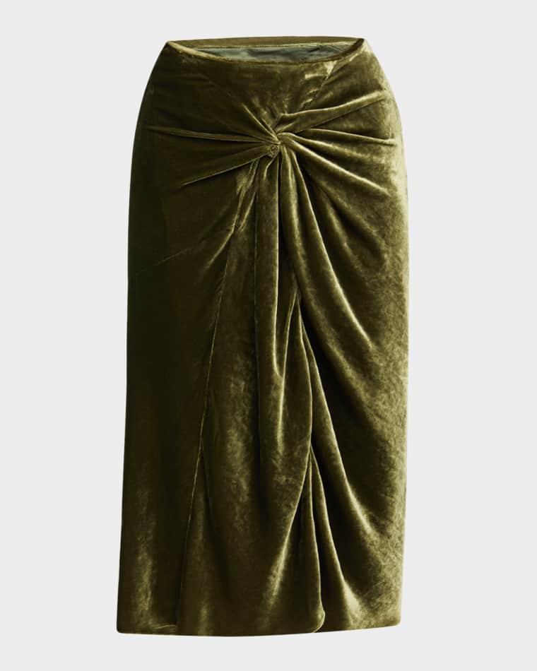 Smila Draped Velvet Midi Skirt by DRIES VAN NOTEN