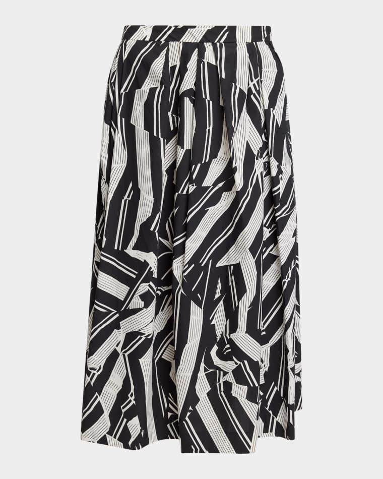 Soni Abstract-Print Pleated Cotton Midi Skirt by DRIES VAN NOTEN