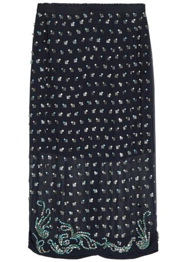 Sonka embellished sheer-chiffon midi skirt by DRIES VAN NOTEN
