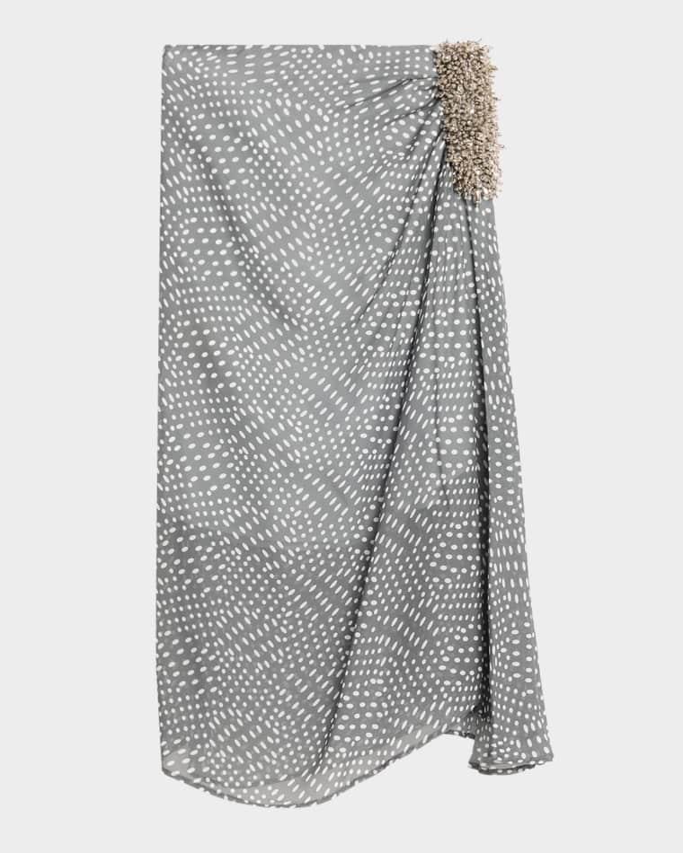 Sovora Embellished Draped Polka-Dot Skirt by DRIES VAN NOTEN