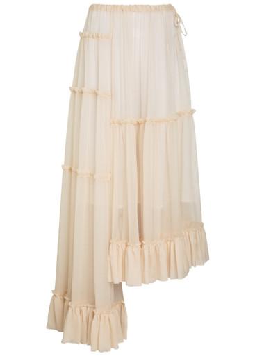 Sunia asymmetric silk-georgette maxi skirt by DRIES VAN NOTEN