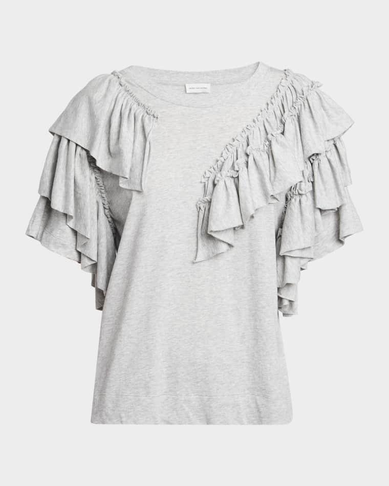 Tiered Ruffle Short-Sleeve T-Shirt by DRIES VAN NOTEN