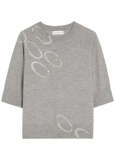 Tuan embellished fine-knit merino top by DRIES VAN NOTEN
