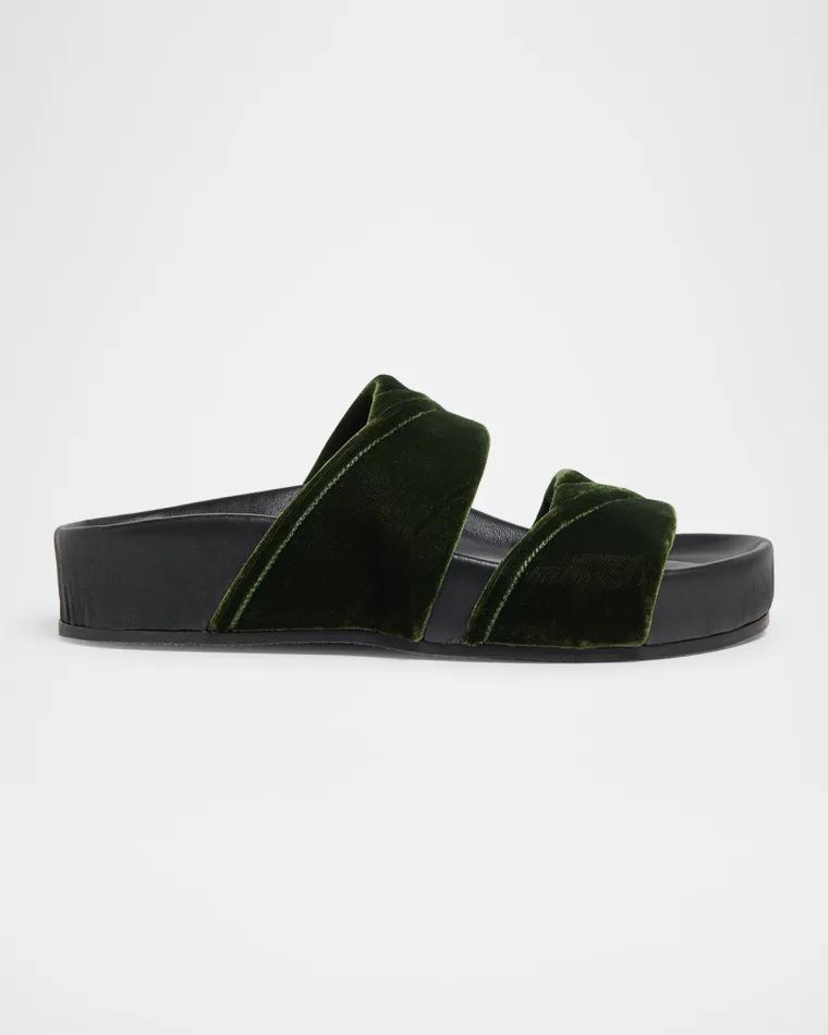 Velvet Platform Slide Sandals by DRIES VAN NOTEN