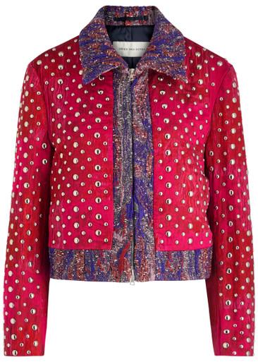 Vurano HF1544 stud-embellished woven jacket by DRIES VAN NOTEN Vurano HF1544 stud-embellished woven jacket by DRIES VAN NOTEN