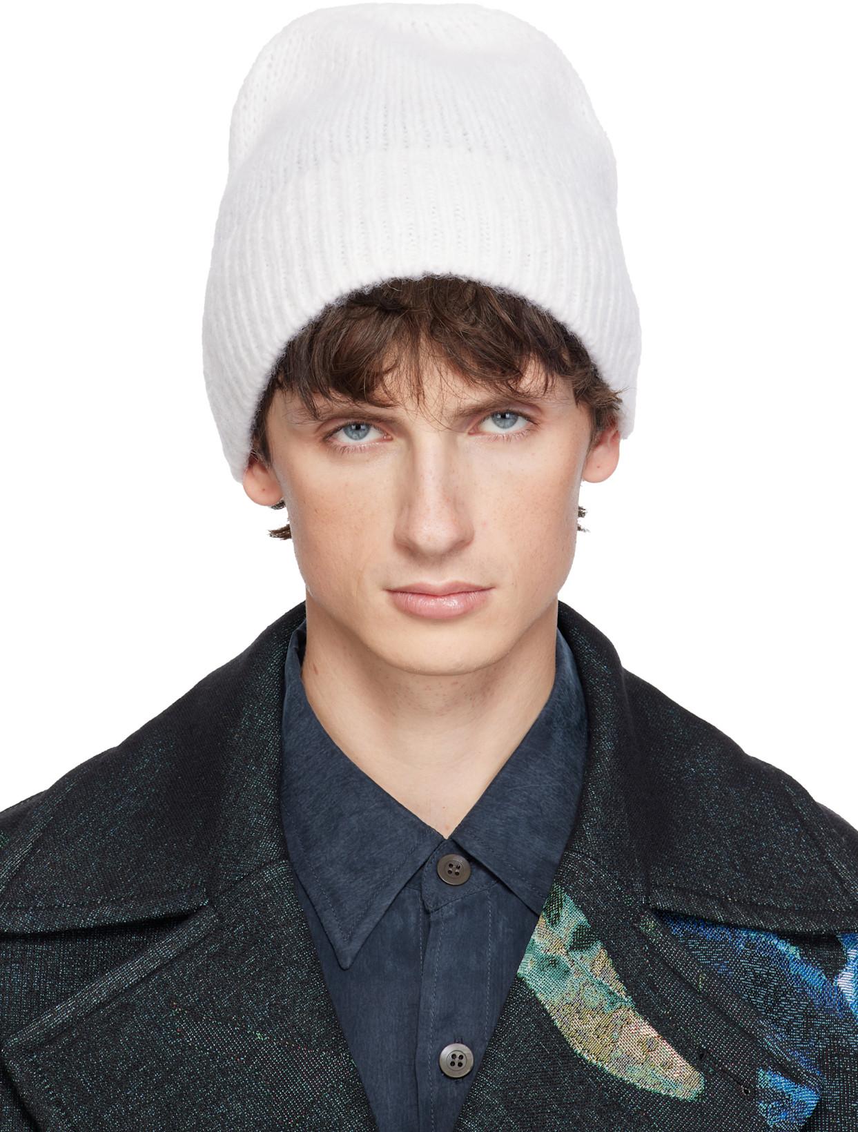 White Alpaca Blend Beanie by DRIES VAN NOTEN