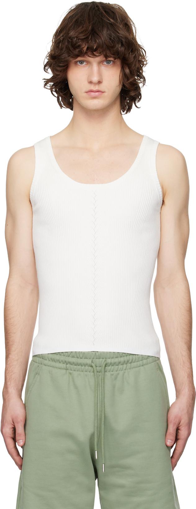 White Rib Knit Tank Top by DRIES VAN NOTEN