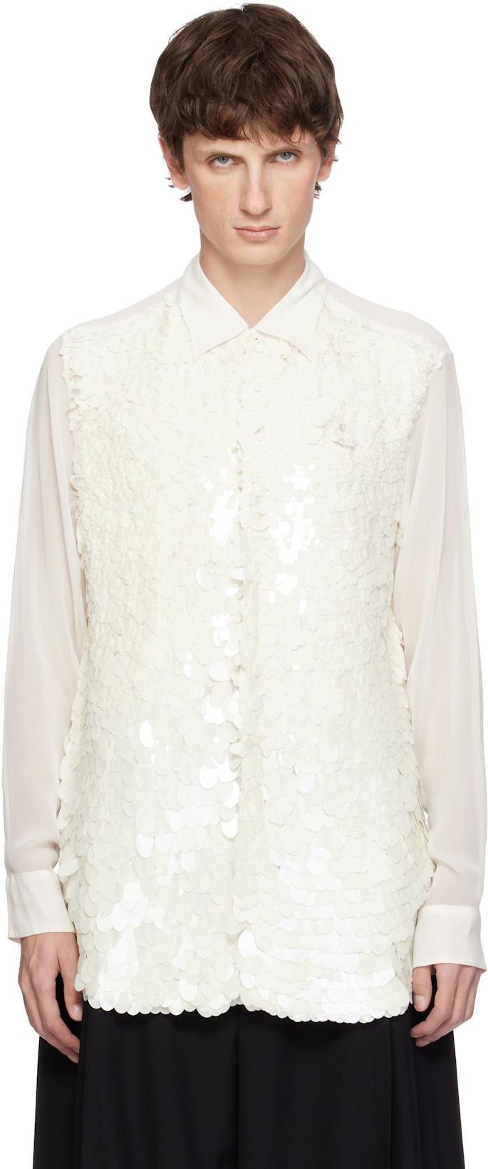 White Sequinned Shirt by DRIES VAN NOTEN