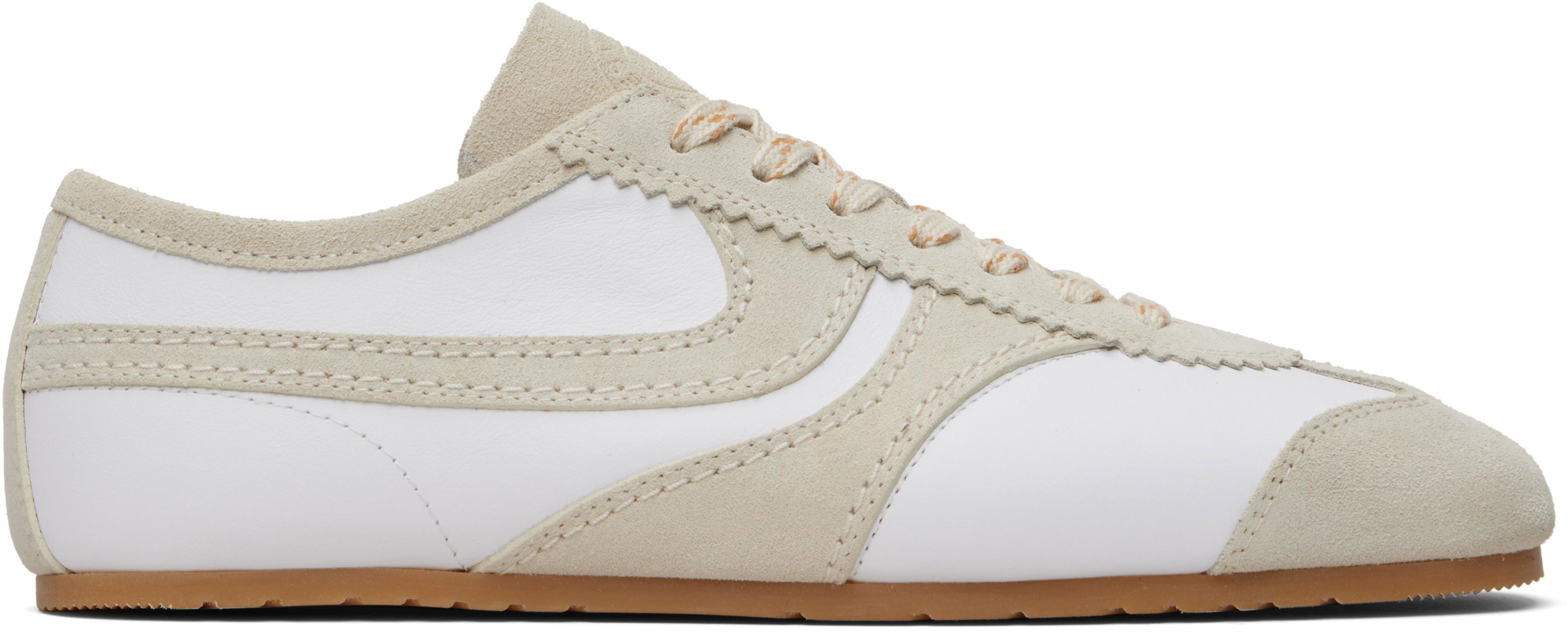 White & Gray Suede Sneakers by DRIES VAN NOTEN
