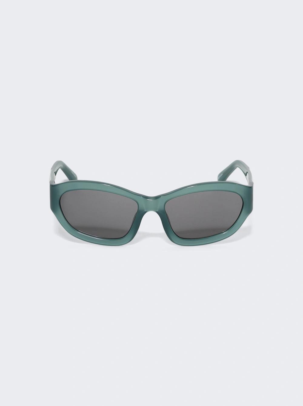 Wrap Sunglasses Teal And Silver  | The Webster by DRIES VAN NOTEN