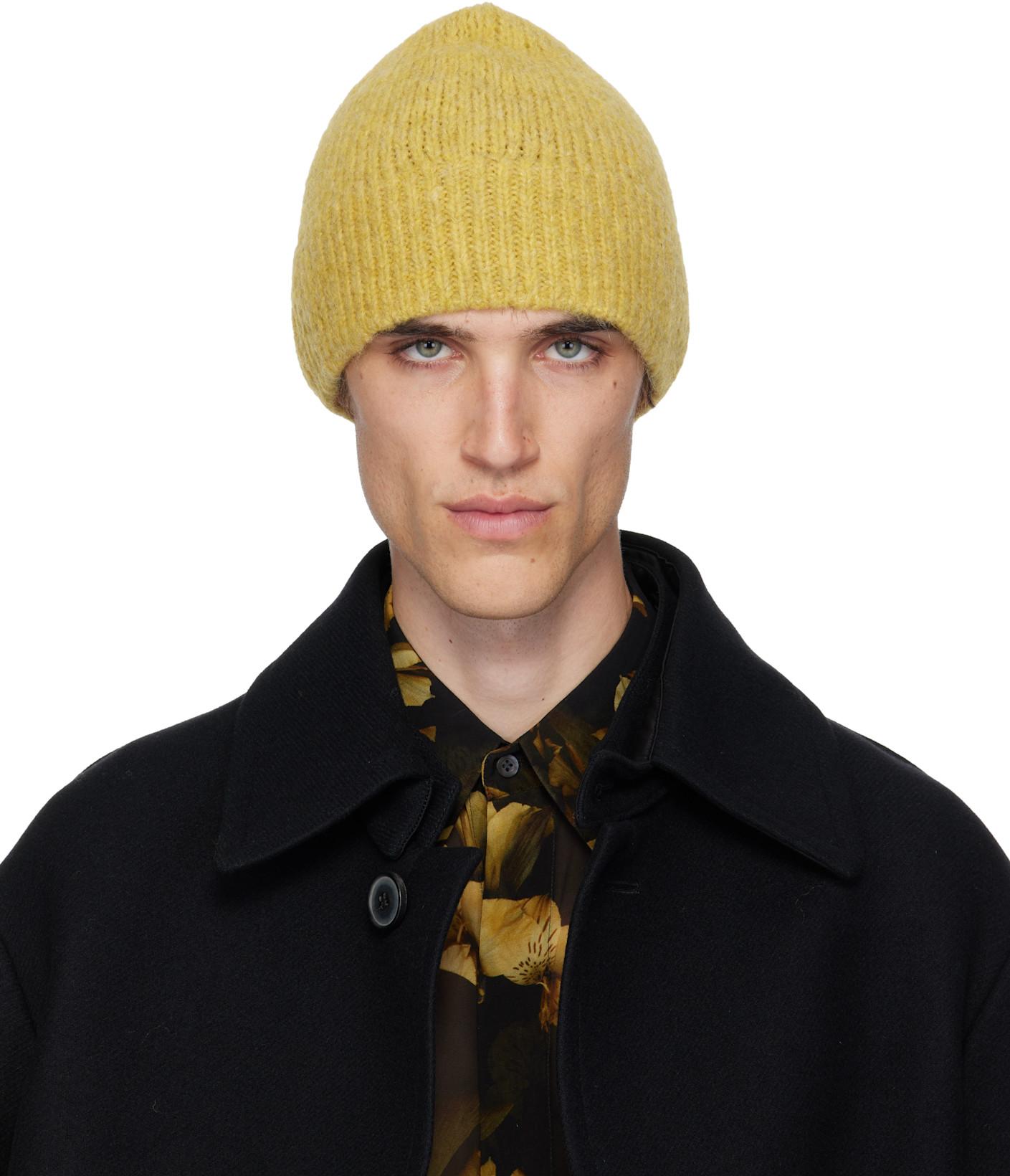 Yellow Alpaca Blend Beanie by DRIES VAN NOTEN