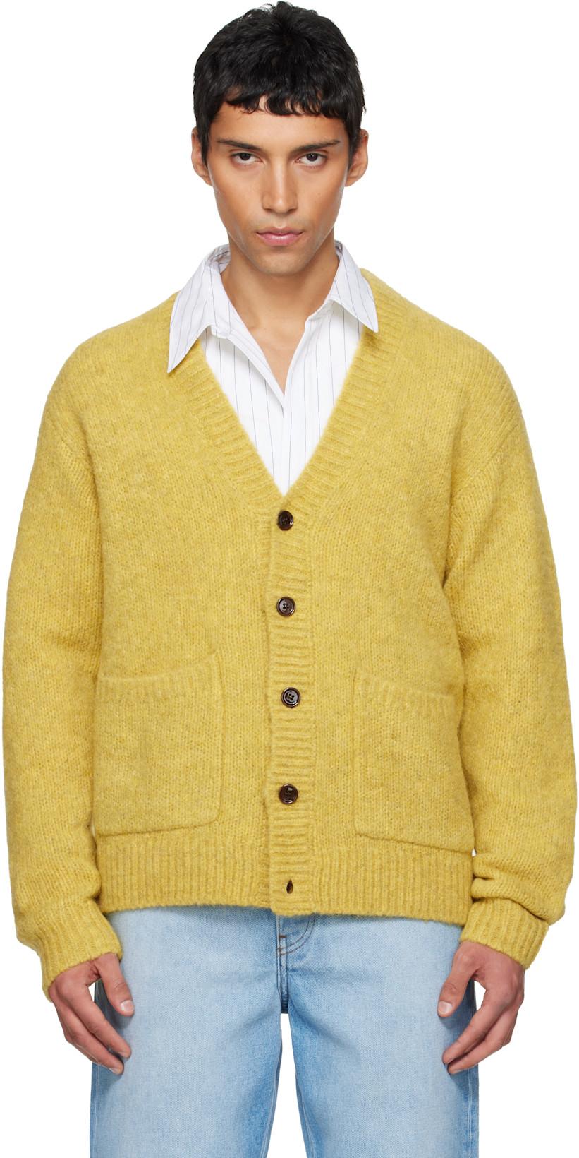 Yellow Alpaca Cardigan by DRIES VAN NOTEN