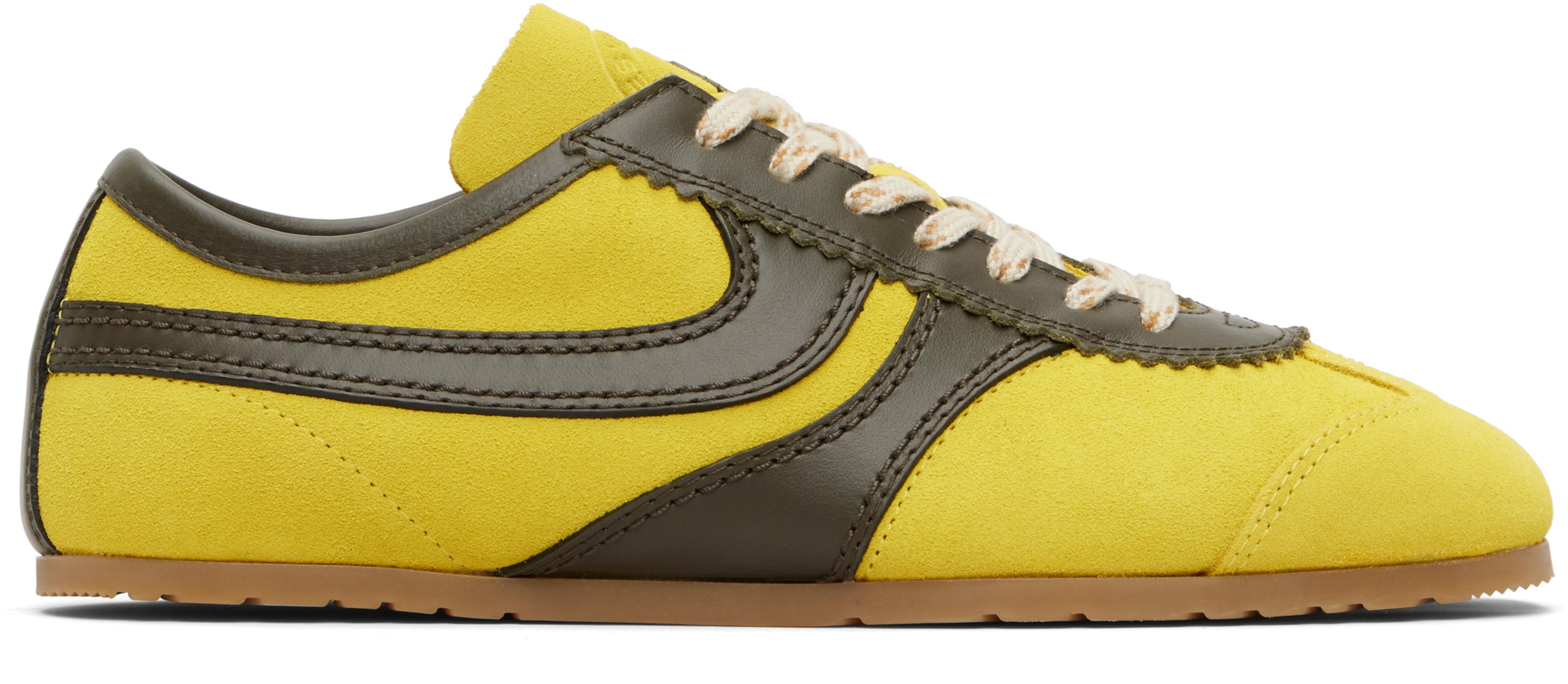 Yellow & Khaki Suede Sneakers by DRIES VAN NOTEN