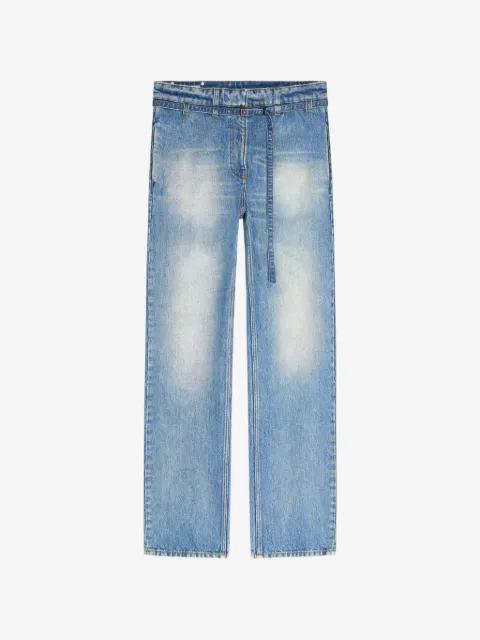 belted straight-leg denim pants by DRIES VAN NOTEN