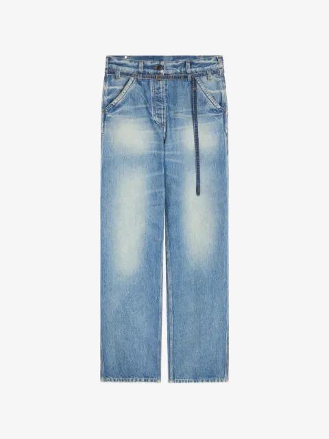 belted wide-leg denim trousers by DRIES VAN NOTEN