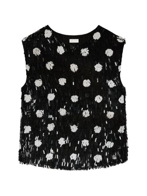 embroidered polka-dot silk top by DRIES VAN NOTEN