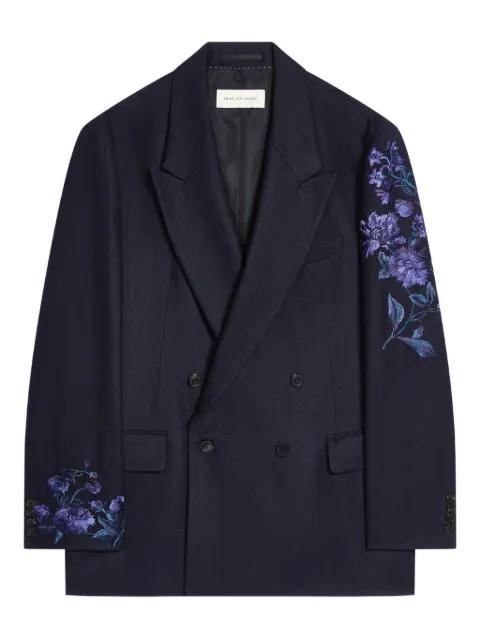 floral-embroidered double-breasted blazer by DRIES VAN NOTEN