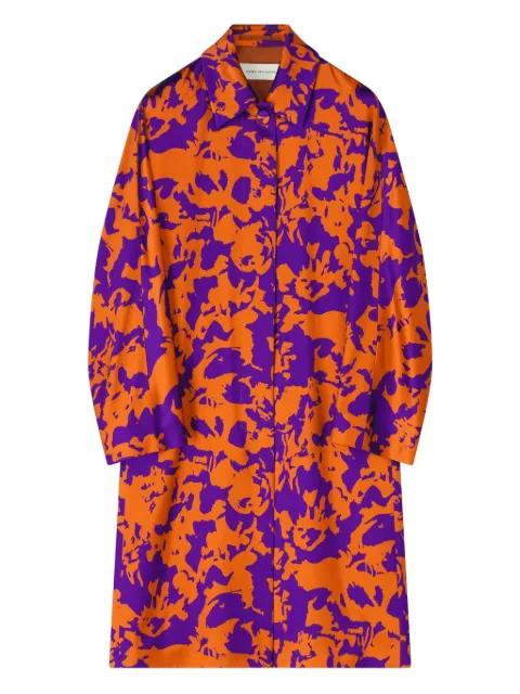 floral satin coat by DRIES VAN NOTEN