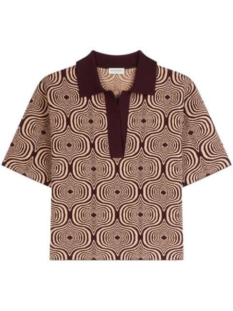 pattern-jacquard knitted polo top by DRIES VAN NOTEN