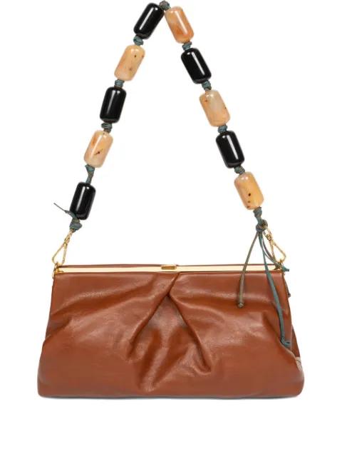 pleated beaded leather clutch bag by DRIES VAN NOTEN