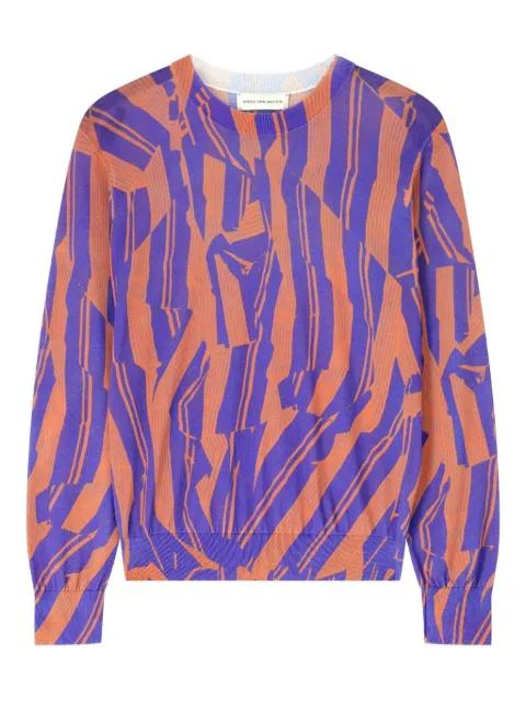 printed cotton sweater by DRIES VAN NOTEN