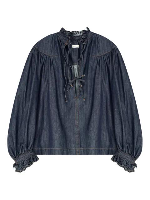 ruffled denim shirt by DRIES VAN NOTEN