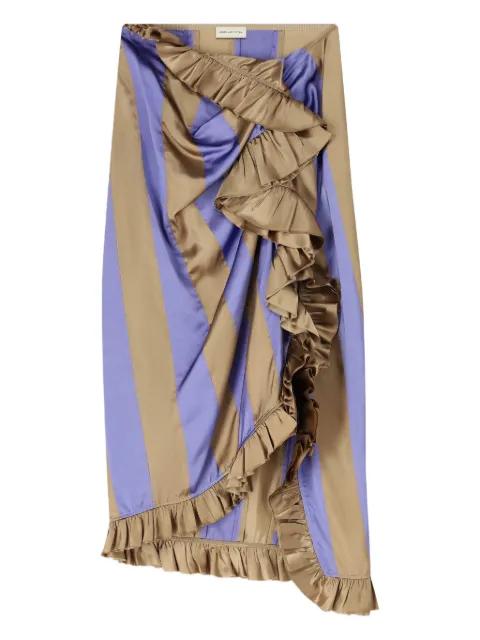 striped ruffled midi skirt by DRIES VAN NOTEN