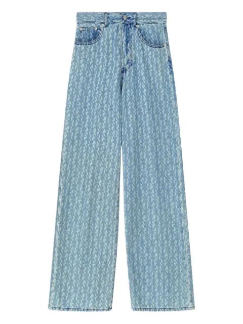wide leg printed denim pants by DRIES VAN NOTEN