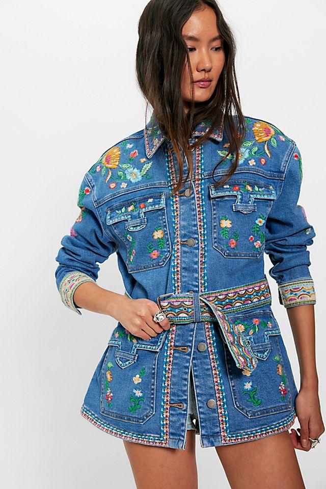 Driftwood Gardenia Embroidered Denim Jacket by DRIFTWOOD | FREE PEOPLE