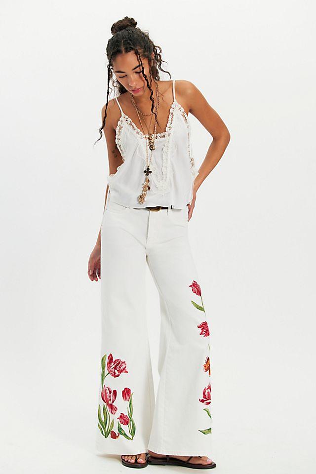 Driftwood Penelope Embroidered Flare Jeans by DRIFTWOOD | FREE PEOPLE