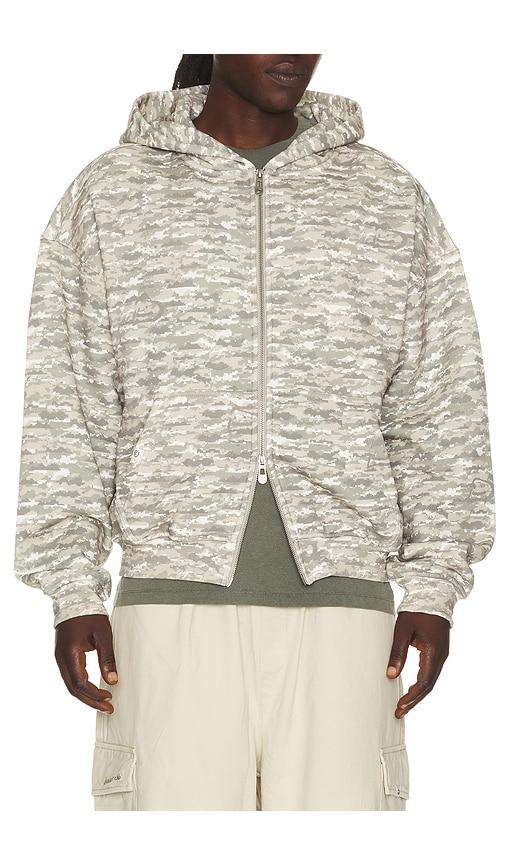 DRMERS CLUB Digital Cloud Camo Zip Up Hoodie in Green by DRMERS CLUB