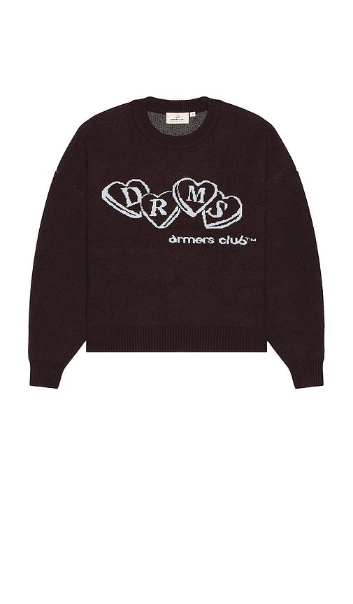 DRMERS CLUB Heart Knit Sweater in Brown by DRMERS CLUB DRMERS CLUB Heart Knit Sweater in Brown by DRMERS CLUB