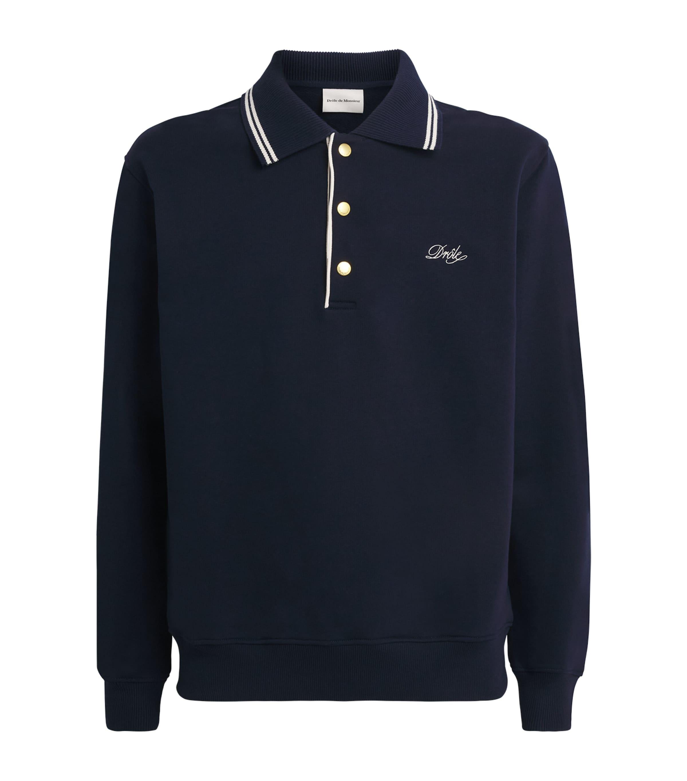 Drôle De Monsieur Cotton Pipe-Collar Polo Sweatshirt by DROLE DE MONSIEUR