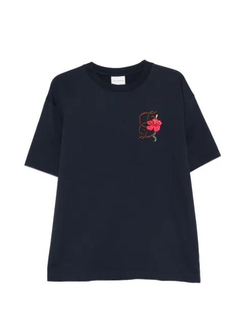 Hibiscus-embroidered T-shirt by DROLE DE MONSIEUR